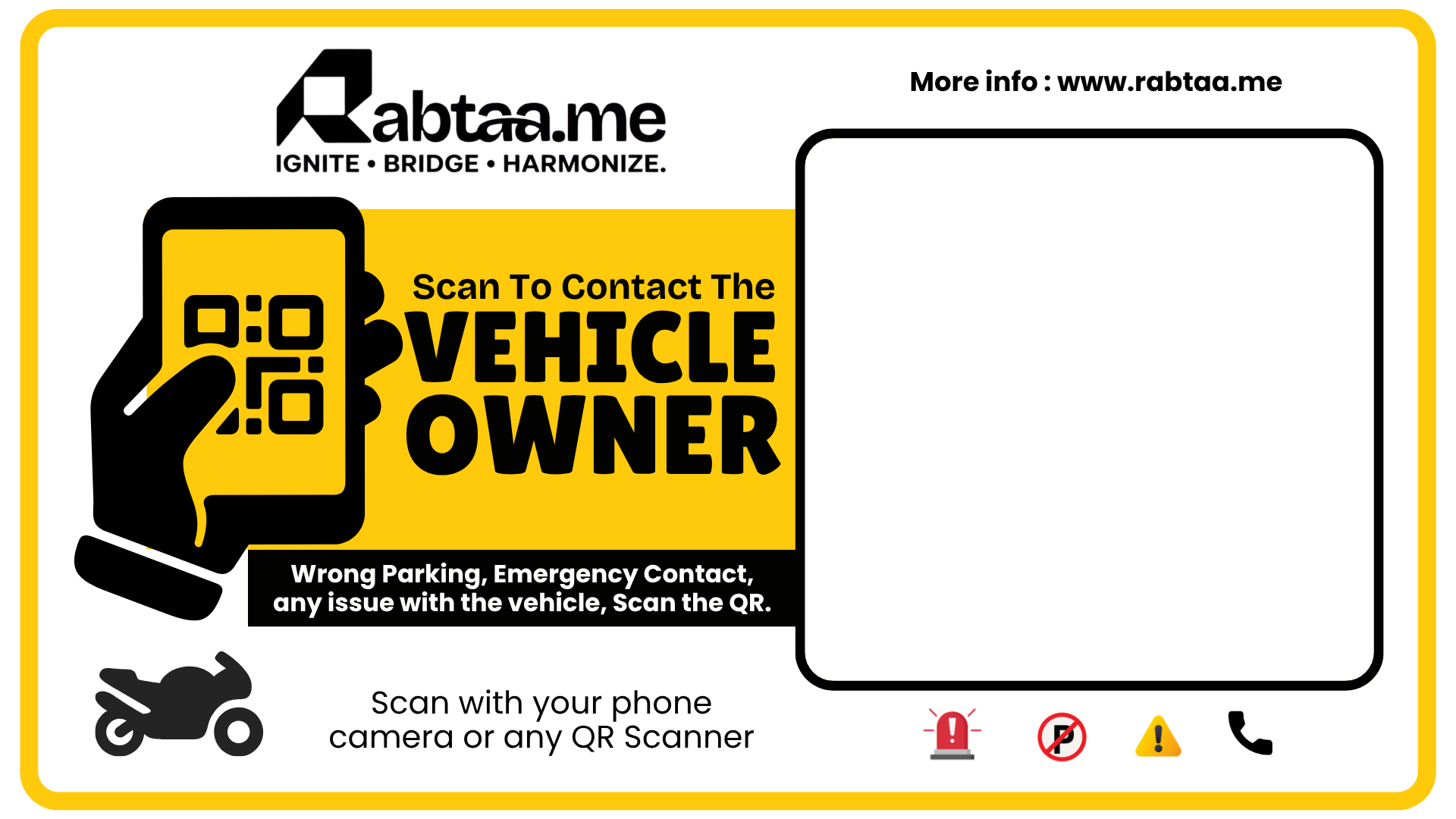 Bike/Motorcycles QR Sticker Card