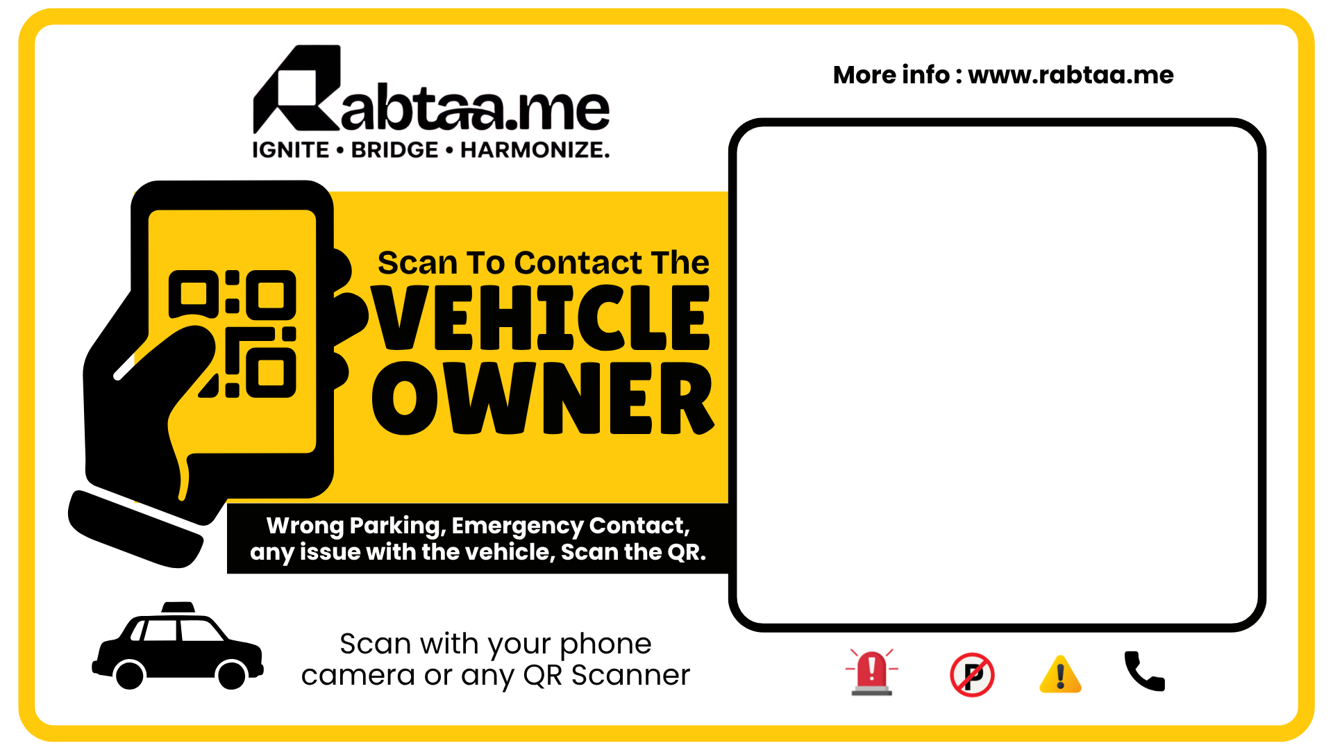 Commercial Cabs/Taxi/Ride-Sharing QR Sticker Card