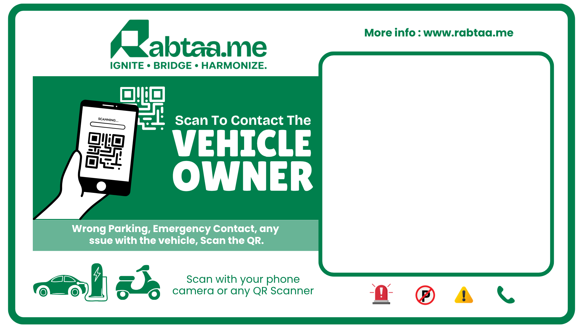 Scooters / EV Vehicles QR Sticker Card